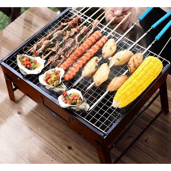 Houtskoolgrills BBQ Draagbare Tafelgrill Campinggrill Picknickgrill Verwijderbare BBQ-grills Opvouwbare grill Minigrill voor buitenterras Camping (groot)