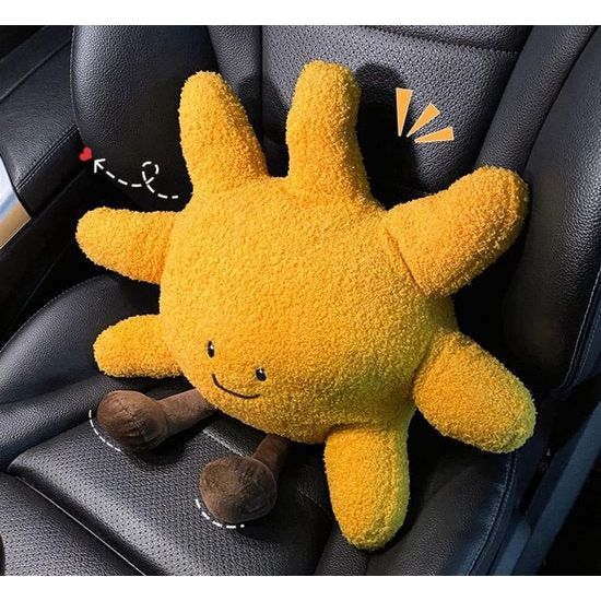 Smiley Pluche zonnekussen, bloemvormig kussen, bloemvormig stoelkussen, vloerkussen, cartoon-weerspeelgoed, zon, pluche pop, kinderkamer, thuis, bank, decoratie, 31 cm