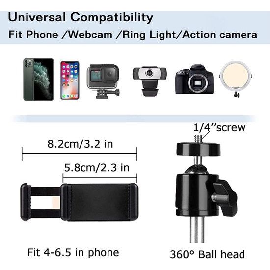 Mobiele telefoon gelede armsteun, webcamstandaard, schaarstatief met smartphoneklem en 1/4" schroef lange mouw mobiele telefoonhouder gelede armsteun (wit)