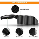 2 stuks gekleurd mes voor gekarteld snijden van roestvrij staal, golvend aardappelmes, golfmes, golfsnijmes voor groenten, fruit, fruit, aardappel, zwart