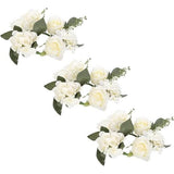 Set van 3 kaarsenringen voor conische kaarsen, rozen kaarsenkrans, bloemenkrans, decoratieve krans, rozenkoppen krans, hanger voor Pasen, bruiloft, Valentijnsdag, middenstukken, tafeldecoratie, wit.