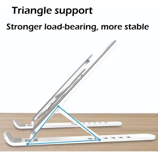 Laptopstandaard Aluminium Draagbaar Verstelbaar met 6 Niveaus, Ergonomisch Notebookholder Lees Tafel Opvouwbaar, Compatibel met Laptops Kleiner Dan 15,6 Inch, Zilver