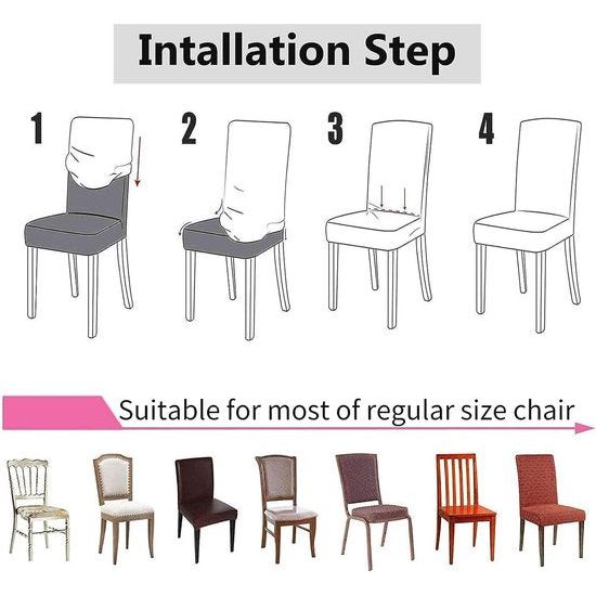 Set van 4 of 6 stretch stoelhoezen voor eetkamerstoelen, afneembare wasbare stoelbescherming decoratie stoelhoes voor hotel, ceremonie, banket, keuken, restaurant, huis, bruiloft, feest