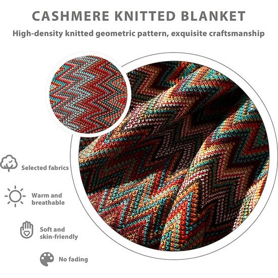 Gebreide deken met kwastje pied-de-poule boho geruite deken gebreide deken sprei gooien bankdeken decoratieve deken voor slaapbank 180x240cm