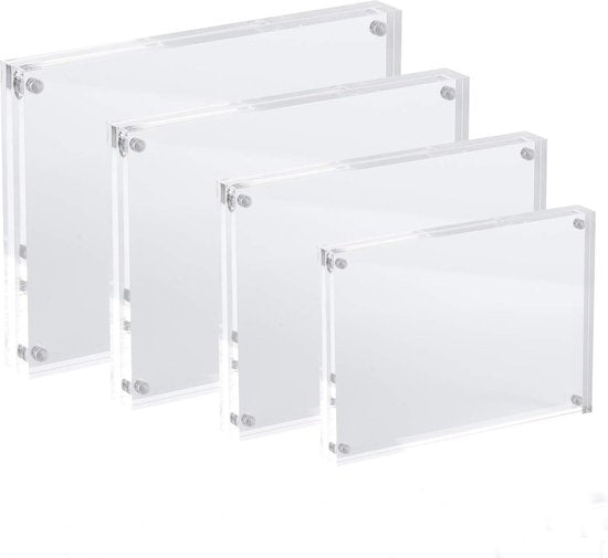 Magnetische Fotolijsten 13x18cm Acryl Fotolijsten 10+10mm Dikte Bureautafel Helder - Pakket van 3