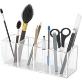 Cosmetica-organizer, houder, opbergkwast, acryl, kwastenhouder, cosmetica, make-uporganizer met 4 vakken, transparante pennenhouder voor kwasten, pennen, make-upspullen, kantoorartikelen