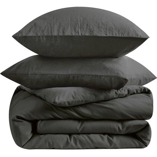 Beddengoed 135 x 200 cm, 4-delig, antraciet - dekbedovertrekken 135 x 200 cm, set van 2 met kussenslopen 80 x 80 cm, beddengoedsets 135 x 200 cm, van microvezel met ritssluiting, zacht, grijs