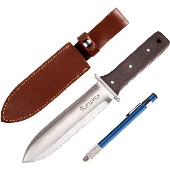 Hori Hori Garden mes (rechts gekarteld mes) met schaarstaaf, ideaal - gesneden in de tuin - en landschapsbouw wieden instrument