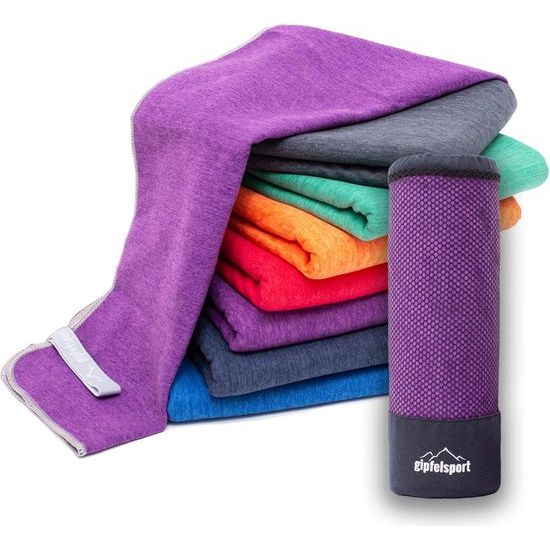 Microvezel handdoek, voor sauna, fitness en sport - strandhanddoek, sporthanddoek - 50x30cm - Paars Gepatroneerd