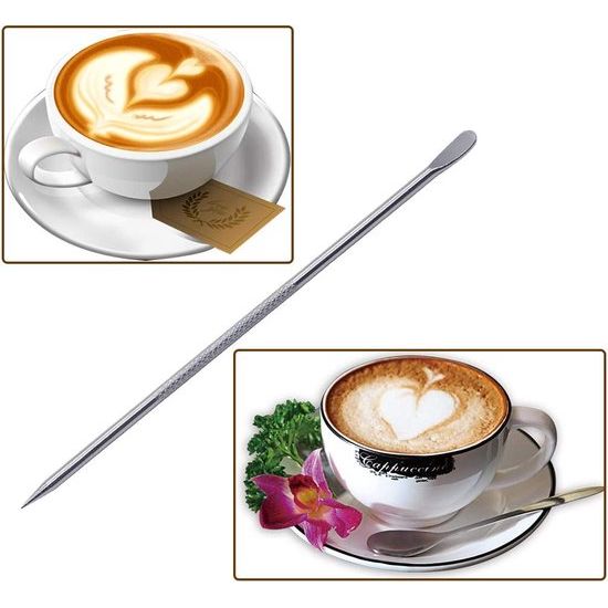 500 ml roestvrij staal double mesh melkopschuimer handgemaakt, met koffie latte art pen, 8 x 8 x 18 cm