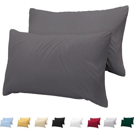 Kussensloop 40x70 van 100% katoen-jersey (set van 2) 150 g/m² - antraciet - met ritssluiting - kussenslopen 40 x 70 cm - kussensloop Öko-Tex gecertificeerd - ultrazacht en ademend