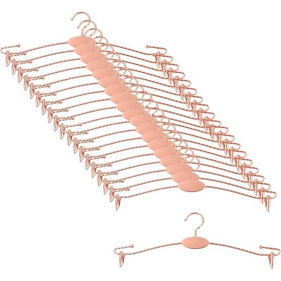 Pack of 20 Rose Gold Underwear Hangers Metal Bra Display Hangers Non-Slip Hangers with Clips Durable Home Panty Racks Home Drying Hanger for Socks, Trousers