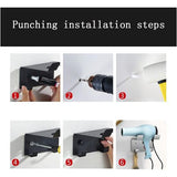 föhnhouder, föhnhouder zonder boren, haardrogerhouder, matte afwerking, wandbevestiging voor hotel, badkamer, woonkamer, barbershop