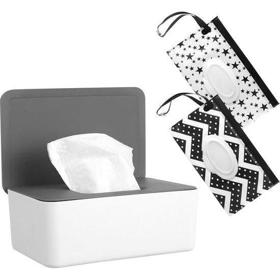 1 stuk vochtige doekjes voor baby's en 2 stuks babydoekjes dispenser dispenser toiletpapierbox dispenser herbruikbare natte doekjes zak vochtige doekjes houder voor onderweg thuis kantoor