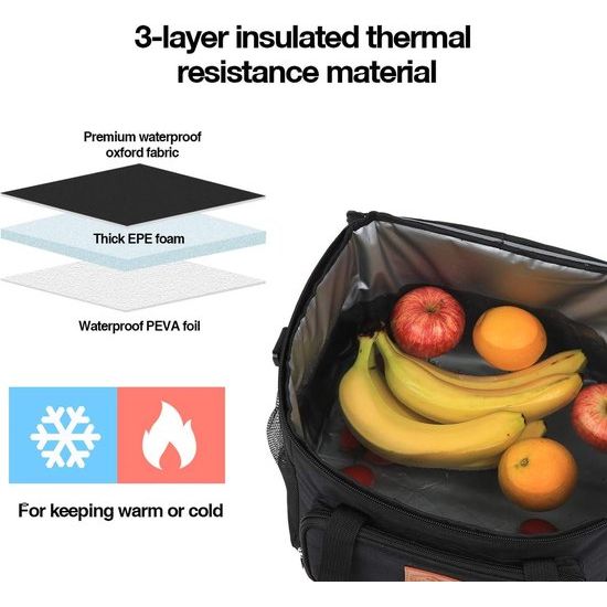 geïsoleerde koeltas, 15 l, 24 blikken, lekvrije, zachte koeltas met verstelbare schouderriem, voor buiten, kamperen, barbecueën, reizen