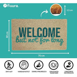 Originele deurmat not for long "van kokosnoot met antislip PVC-achterkant. Deurmat voor de ingang van het huis. Wit-blauwe deurmat. Handbeschilderd. Afmetingen: 70 cm x 40 cm.