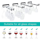 Wijnglashouder, 4 stuks glashouders om op te hangen, metaal, wijnglazen, houder, glazenrailhouder, onder kast, hangend wijnglasrek voor keuken, bar, restaurant, 30 cm, zwart