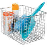 Set van 4 multifunctionele metalen manden - flexibele opbergmand voor de keuken, voorraadkast enz. - compacte en universele draadmand met handvatten - chroomkleurig