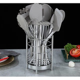 Keukengereihouder voor keukenaanrecht, roestvrij stalen gebruiksvoorwerpen, opberg-caddy-organizer, kookgereihouder, keukengerei, eenvoudige reiniging (zilver