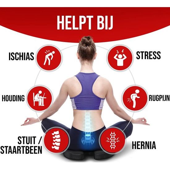 Zitkussen orthopedisch voor bureaustoel, lendenkussen voor stoel, zitkussen auto, rugkussen bureaustoel - rugkussen van traagschuim, wasbare hoes