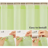 Douchegordijn, extra lang badgordijn, schimmelwerend, textielgordijnen van stof, antibacterieel, waterdicht, mosterdgroen, extra breed, 275 x 180 cm, met 18 douchegordijnringen.