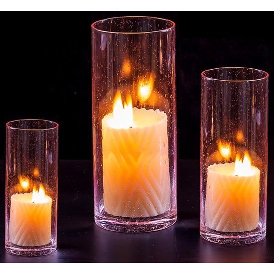 Windlicht glazen cilinder voor kaarsen: 3 roze kaarsenhouders, glazen drijvende kaarsen windlichten set, glazen vaas cilinder, glazen cilinder met bodem voor tafeldecoratie bruiloft.