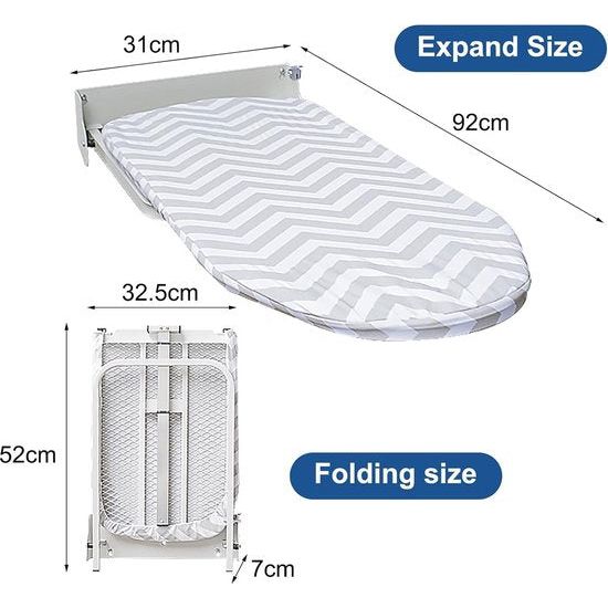 t Opvouwbaar met wandmontage, kleine strijkplank, compacte strijkplanken opvouwbaar, ruimtebesparend, strijktafel voor stoomstrijkstation, strijkplank, tafelstrijkplank, mouwstrijkplank, 92 cm x 31 cm