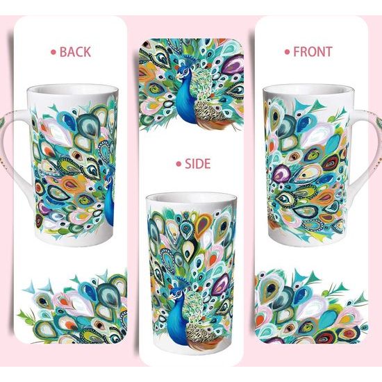 Keramische koffiemok, drinkbeker, gepersonaliseerde pauw koffiemokken met handvat, beste vriendin