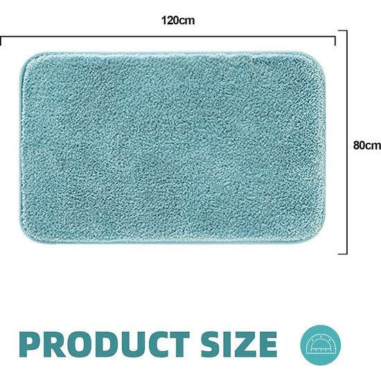 Vloerkleed, 80 x 120 cm Fluffy Microfiber Wasbare Badmat Badmat Antislip Badkamertapijt voor Badkamer Woonkamer (Turquoise)