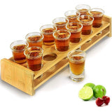 Borrelglas Set Borrelglaasjes 12 stuks 30ml Borrelglashouder Recht Dikke Basis Helder Glas voor Party Club Bar Drinken