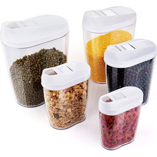 Opslagcontainers, set van 5 BPA-vrije voedselopslagcontainers voor ontbijtgranen/cornflakes