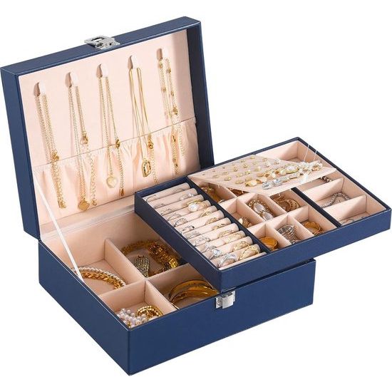 Sieradendoos Sieradenopbergdoos voor dames Sieradendoos Reizen PU-leer Sieradenopbergdoos Sieradenorganisator Sieradendoos Damescompartiment Verwijderbaar Dames/meisjes/vrouw Geschenken