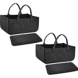 Pak van 2 vilten tassen, shopper, groot, vilten tas met handvat, vilten mand, groot, vilten tas, dames, brandhouttas, vilt, opvouwbaar, brandhoutmand, vilthouten mand voor hout, kranten, brandhout