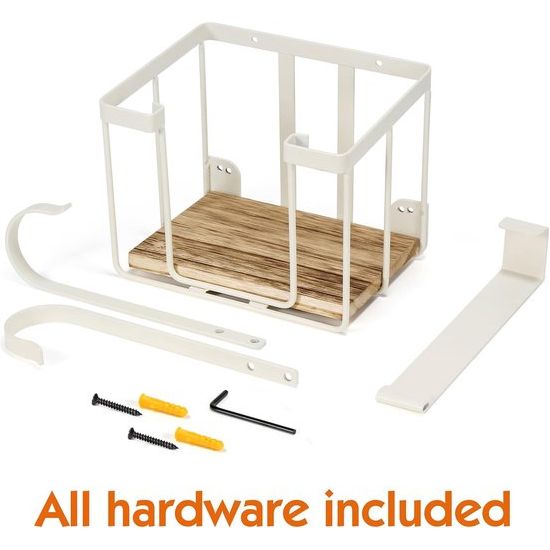 Strijkplankhouder Strijkplank Wandmontage met grote opbergmand - Strijkijzer en strijkplankhouder voor wasruimte - Houdt strijkijzer, plank, spuitfles vast
