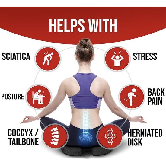 Stoelkussen, Zitkussen voor Bureaustoel, Rugkussen voor Stoel, Steunkussen voor de Rug, Autostoelkussen, Rugsteun, Traagschuim Zitkussen Wasbare Hoes