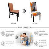 Stoelhoezen set van 4 waterdichte stoelhoezen voor eetkamerstoelen stretch stoelhoezen schommelstoelen wasbaar universele decoratie stoelhoes voor thuis restaurant keuken hotel geometrie oranje