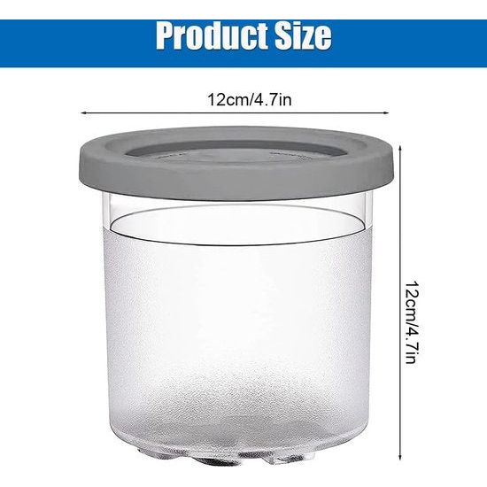 Set van 4 Creami Pints en deksel, ijshouder voor ijs met lepel, voor Pints NC299AM C300s-serie, vaatwasmachinebestendig