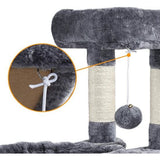 Krabpaal, 107 cm, stabiele kattenboom, klimboom, met kattenhol, krabplank, pluche sisal, kattenmeubel, donkergrijs