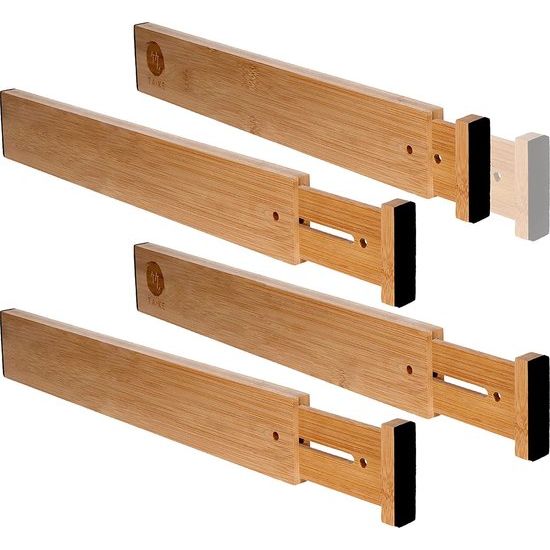 4-delige lades, in breedte verstelbaar, 42-56 cm, lades van 100% natuurlijk bamboe, geveerde lades systeem, keuken, lade-inrichting