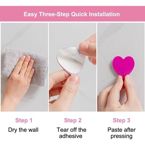 12 stuks zelfklevende haken, roestvrij staal, zelfklevende haken, kledinghaken, wandhaken, garderobehaken, kleurrijke plakhaken, hartvorm, wandhaken, zelfklevend, waterdicht zonder boren, kledinghaken, wandhaken, plakken