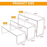 Acryl displaystandaard: 6 stuks 3 maten doorzichtige vitrine standaard display acryl rek vitrine standaard display rek U-vormige sieraden display voor verzamelstukken pops-figuren cupcake