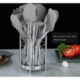 38-delige siliconen keuken-kookgereiset met keukengerei, siliconen kop en roestvrijstalen handgreep, kookgerei voor keukengerei (zilver)