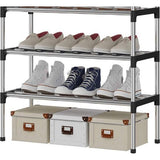 6-laags zilveren verstelbare schoenenrekken, schoenenopslag, hoge schoenenrek, organizer, plankhouder, standaard voor 18 paar schoenen, 56 x 30 x 110 cm, extra robuuste constructie
