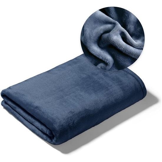 Deken voor bank, bed, knuffeldeken, zachte en warme bankovertrek, deken, sprei, wollig, 150 x 200 cm, dikke bankdeken, woondeken (marine)