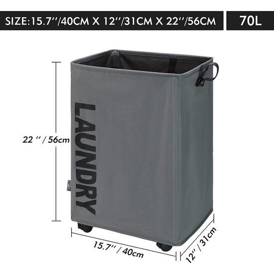 Grote opvouwbare wasmanden met wielen, opvouwbare waszakken, kledingtas