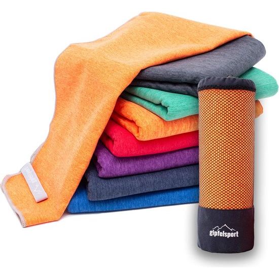 Microvezel handdoek, voor sauna, fitness en sport - strandhanddoek, sporthanddoek - 180x80cm - Oranje Gepatroneerd