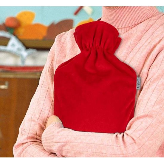 Hot water bottle cover, 2 stuks, fluffy coral fleece, cover voor 2 liter warmwaterfles, grijs en rood (zonder warmwaterfles)