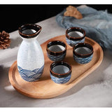 Japanse Liquor Sake Set met Sake Beker Wijnpot Porselein Sake Set voor warmers (1 Sake-Pot 4 Sakebekers)