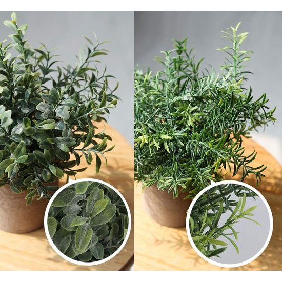 3 stuks kunstplanten mini kunstplanten echte eucalyptus rozemarijn babysbreath klein met potten tafeldecoratie huis balkon kantoordecoratie
