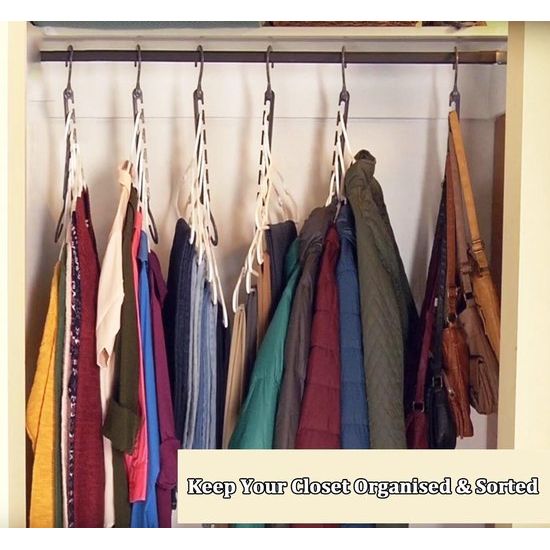 Ruimtebesparende hangers, ilauke 8 stuks antislip kapstokhaken hangers, ruimtebesparende metalen hangerhouder, magische kleerhanger garderobe-organizer voor